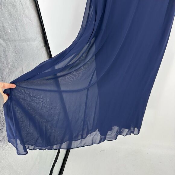 Alex Evenings Women’s Maxi Dress Size 16 Petite Navy Long Sleeve Mother bride - Picture 11 of 14